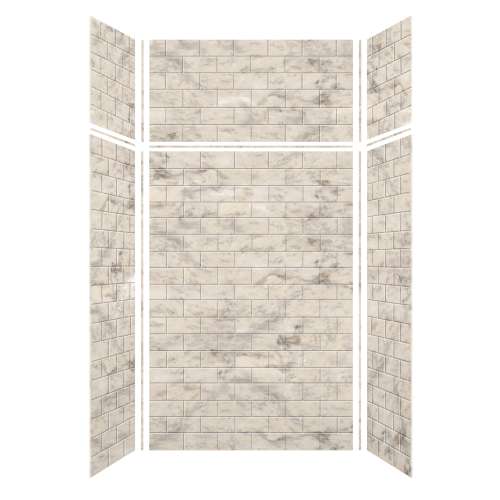 Samuel Mueller Monterey 48-in x 36-in x 72/24-in Glue to Wall 6-Piece Transition Shower Wall Kit, Creme/Tile