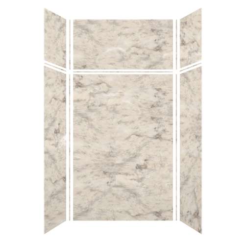 Monterey 48-in x 36-in x 72/24-in Glue to Wall 6-Piece Transition Shower Wall Kit, Creme/Velvet