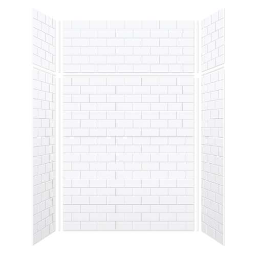 Monterey 60-in x 36-in x 72/24-in Glue to Wall 6-Piece Transition Shower Wall Kit, White/Tile
