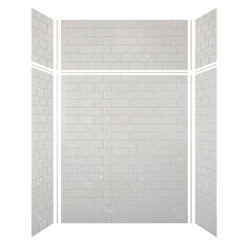 Monterey 60-in x 36-in x 72/24-in Glue to Wall 6-Piece Transition Shower Wall Kit, Grey Stone/Tile