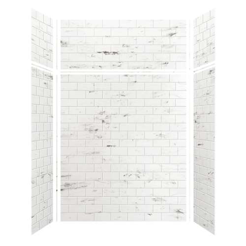 Samuel Mueller Monterey 60-in x 36-in x 72/24-in Glue to Wall 6-Piece Transition Shower Wall Kit, Carrara/Tile