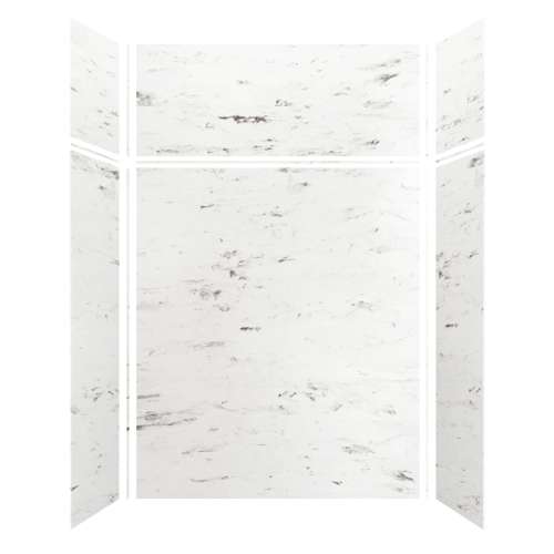 Monterey 60-in x 36-in x 72/24-in Glue to Wall 6-Piece Transition Shower Wall Kit, Carrara/Velvet