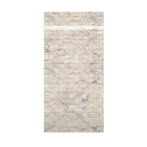 Samuel Mueller Monterey 48-in x 84+12-in Glue to Wall Transition Wall Panel, Creme/Tile