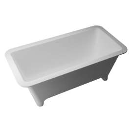 SMSMN6030-01 Mason 60-in x 30-in x 23-in Resin Stone Freestanding Bathtub With Center Drain, White (Velvet)