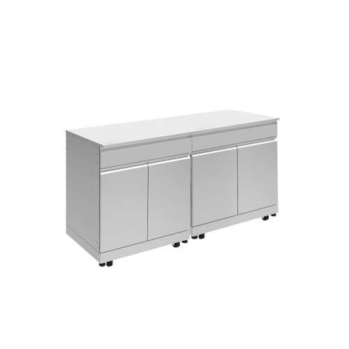 Samuel Mueller SMOBC6424 Outdoor Kitchen 64-in x 24-in x 37-in Double Base Cabinet, Stainless Steel