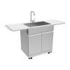 Samuel Mueller SMOSCS3224 Outdoor Kitchen 32-in x 24-in x 51-in Single Sink Cabinet With Folding Shelves, Stainless Steel