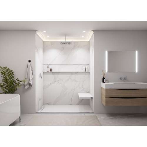 Porcelyte 60-in x 36-in x 108-in Lighted Shower Wall Kits, Tuscany White, SMPOWK6036108-81