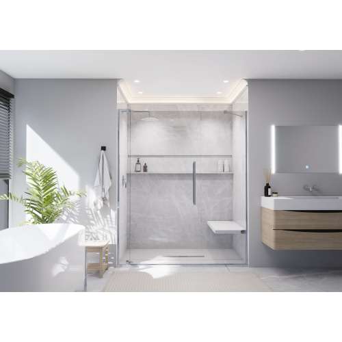 Porcelyte 60-in x 36-in x 108-in Lighted Shower Kits, Apodo Ice Grey, SMPOWKF6036108C-84