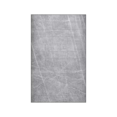 SMPPW6096-59 Pioneer Plus 60-in x 96-in Shower Wall Panel, Tundra Grey (8-in x 16-in Horizontal Tile Pattern with Stone Color)