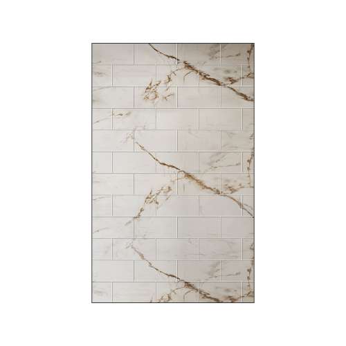 SMPPW6096-63 Pioneer Plus 60-in x 96-in Shower Wall Panel, Awaken Gold (8-in x 16-in Horizontal Tile Pattern with Stone Color)