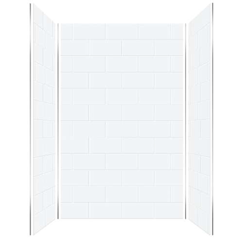 SMPWK603696-531 Pioneer 60-in x 36-in x 96-in 3-Piece Shower Wall Kit, White (Matte 8-in x 16-in Horizontal Tile Pattern)