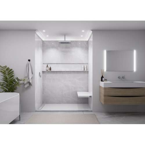Porcelyte 72-inch x 47-inch Shower Wall Panel - Back Bottom, Apodo Ice Grey, SMPOWBB7247-84