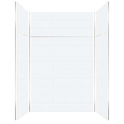 SMPWKX60367224-531 Pioneer 60-in x 36-in x 72/24-in 6-Piece Transition Shower Wall Kit, White (Matte 8-in x 16-in Horizontal Tile Pattern)