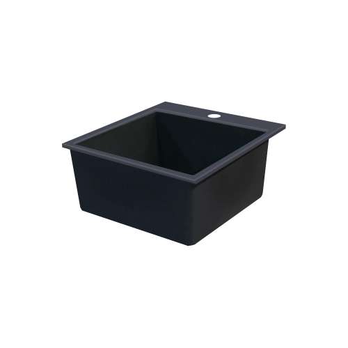 Samuel Müeller SMQTSB2220-09-1 Que 23-in x 20-in x 9-in Single Bowl Drop-In silQgranite Kitchen Sink With 1 B Faucet Hole, Black
