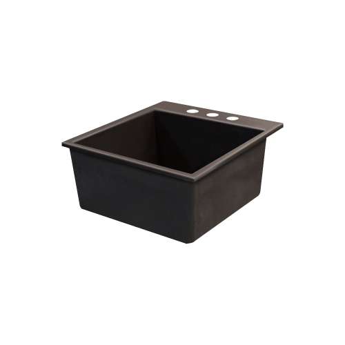 Samuel Müeller SMQTSB2220-12-CAB Que 23-in x 20-in x 9-in Single Bowl Drop-In silQgranite Kitchen Sink With 3 CAB Faucet Holes, Espresso