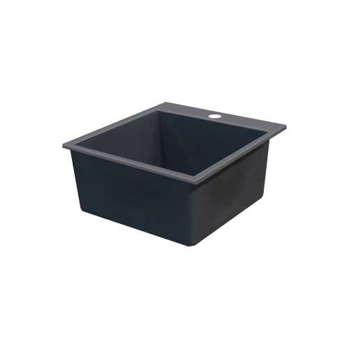 Samuel Müeller SMQTSB2220-17-1 Que 23-in x 20-in x 9-in Single Bowl Drop-In silQgranite Kitchen Sink With 1 B Faucet Hole, Grey