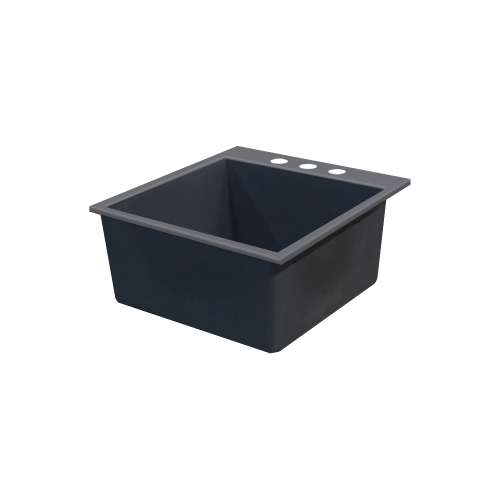 Samuel Müeller SMQTSB2220-17-CAB Que 23-in x 20-in x 9-in Single Bowl Drop-In silQgranite Kitchen Sink With 3 CAB Faucet Holes, Grey