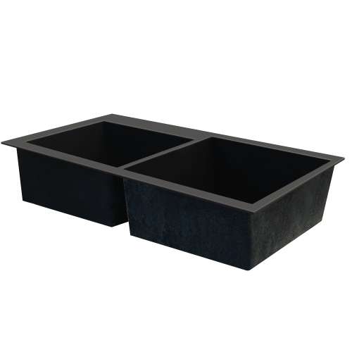 Samuel Müeller SMQUDO3318-12 Que 33-in x 19-in x 9-in Offset 1-3/4 Double Bowls Undermount silQgranite Kitchen Sink, Espresso