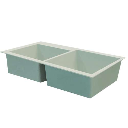 Samuel Müeller SMQUDO3318-16 Que 33-in x 19-in x 9-in Offset 1-3/4 Double Bowls Undermount silQgranite Kitchen Sink, Cafe Latte