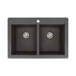 Samuel Müeller Renton Granite 33-in Drop-In Kitchen Sink Kit with Grids, Strainers and Drain Installation Kit in Black