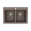 Samuel Müeller Renton Granite 33-in Drop-In Kitchen Sink Kit with Grids, Strainers and Drain Installation Kit in Espresso