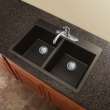 Samuel Müeller Renton 33in x 22in silQ Granite Drop-in Double Bowl Kitchen Sink with 1 Pre-Drilled Faucet Hole, Espresso