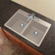 Samuel Müeller Renton 33in x 22in silQ Granite Drop-in Double Bowl Kitchen Sink with 1 Pre-Drilled Faucet Hole, Cafe Latte