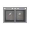 Samuel Müeller Renton 33in x 22in silQ Granite Drop-in Double Bowl Kitchen Sink with 5 CABDE Faucet Holes, Grey