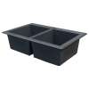 Samuel Müeller SMRTDE3322-17-CA Renton 33-in x 22-in x 10-in Equal Double Bowls Drop-In silQgranite Kitchen Sink With 2 CA Faucet Holes, Grey