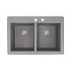 Samuel Müeller Renton 33in x 22in silQ Granite Drop-in Double Bowl Kitchen Sink with 2 CD Faucet Holes, Grey