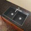 Samuel Müeller Renton 33in x 22in silQ Granite Drop-in Double Bowl Kitchen Sink with 1 Pre-Drilled Faucet Hole, Grey