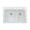 Samuel Müeller Renton 33in x 22in silQ Granite Drop-in Double Bowl Kitchen Sink with 5 CADEF Faucet Holes, White