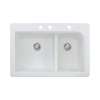 Samuel Müeller Renton 33in x 22in silQ Granite Drop-in Double Bowl Kitchen Sink with 3 CBE Faucet Holes, White