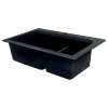 Samuel Müeller SMRTDJ3322-09-CB Renton 33-in x 22-in x 10-in J-Shape 1-3/4 Double Bowls Drop-In silQgranite Kitchen Sink With 2 CB Faucet Holes And Low Divide, Black