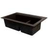 Samuel Müeller SMRTDJ3322-12-CB Renton 33-in x 22-in x 10-in J-Shape 1-3/4 Double Bowls Drop-In silQgranite Kitchen Sink With 2 CB Faucet Holes And Low Divide, Espresso