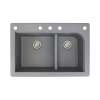 Samuel Müeller Renton 33in x 22in silQ Granite Drop-in Double Bowl Kitchen Sink with 5 CABDF Faucet Holes, Grey