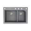 Samuel Müeller Renton 33in x 22in silQ Granite Drop-in Double Bowl Kitchen Sink with 5 CADEF Faucet Holes, Grey