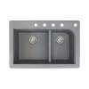 Samuel Müeller Renton 33in x 22in silQ Granite Drop-in Double Bowl Kitchen Sink with 5 CBDEF Faucet Holes, Grey