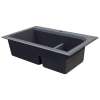 Samuel Müeller SMRTDJ3322-17-CB Renton 33-in x 22-in x 10-in J-Shape 1-3/4 Double Bowls Drop-In silQgranite Kitchen Sink With 2 CB Faucet Holes And Low Divide, Grey