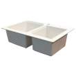 Samuel Müeller Renton Granite 33-in Drop-In Kitchen Sink Kit with Grids, Strainers and Drain Installation Kit in White
