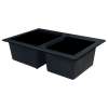 Samuel Müeller SMRTDO3322-09-ABD Renton 33-in x 22-in x 10-in Offset 1-3/4 Double Bowls Drop-In silQgranite Kitchen Sink With 3 ABD Faucet Holes, Black