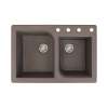 Samuel Müeller Renton 33in x 22in silQ Granite Drop-in Double Bowl Kitchen Sink with 4 ABCD Faucet Holes, Espresso