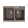 Samuel Müeller Renton 33in x 22in silQ Granite Drop-in Double Bowl Kitchen Sink with 2 AB Faucet Holes, Espresso