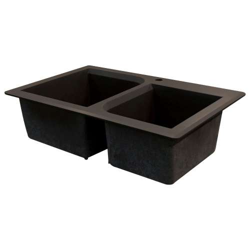 Samuel Müeller SMRTDO3322-12-AB Renton 33-in x 22-in x 10-in Offset 1-3/4 Double Bowls Drop-In silQgranite Kitchen Sink With 2 AB Faucet Holes, Espresso