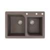 Samuel Müeller Renton 33in x 22in silQ Granite Drop-in Double Bowl Kitchen Sink with 3 ACD Faucet Holes, Espresso