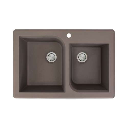 Samuel Müeller Renton Granite 33-in Drop-In Kitchen Sink Kit with Grids, Strainers and Drain Installation Kit in Espresso
