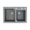 Samuel Müeller Renton 33in x 22in silQ Granite Drop-in Double Bowl Kitchen Sink with 3 ACD Faucet Holes, Grey
