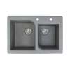 Samuel Müeller Renton 33in x 22in silQ Granite Drop-in Double Bowl Kitchen Sink with 2 AC Faucet Holes, Grey