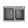 Samuel Müeller Renton 33in x 22in silQ Granite Drop-in Double Bowl Kitchen Sink with 2 AD Faucet Holes, Grey