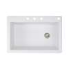 Samuel Müeller Renton 33in x 22in silQ Granite Drop-in Single Bowl Kitchen Sink with 4 CBDE Faucet Holes, White